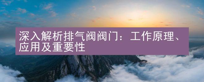 深入解析排气阀阀门：工作原理、应用及重要性