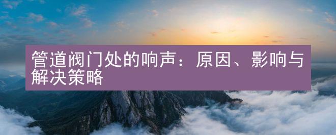 管道阀门处的响声：原因、影响与解决策略