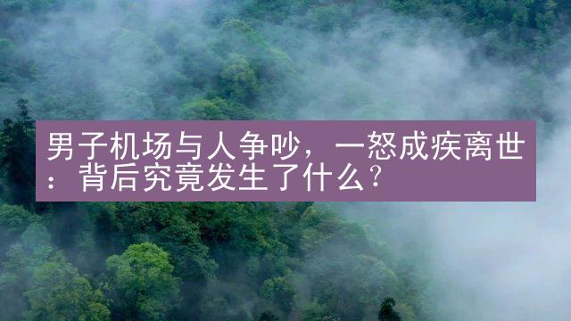 男子机场与人争吵，一怒成疾离世：背后究竟发生了什么？