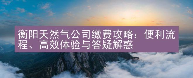 衡阳天然气公司缴费攻略：便利流程、高效体验与答疑解惑