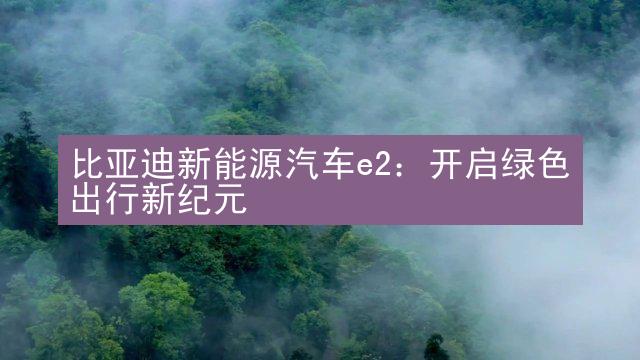 比亚迪新能源汽车e2：开启绿色出行新纪元